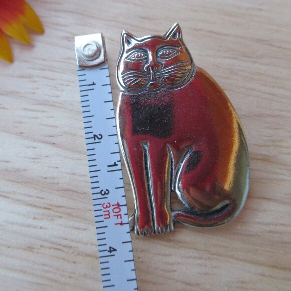 Vintage & New Signed Laurel Burch Silver Tone Kitty Cat Pin Brooch 1.5" - Picture 5 of 7